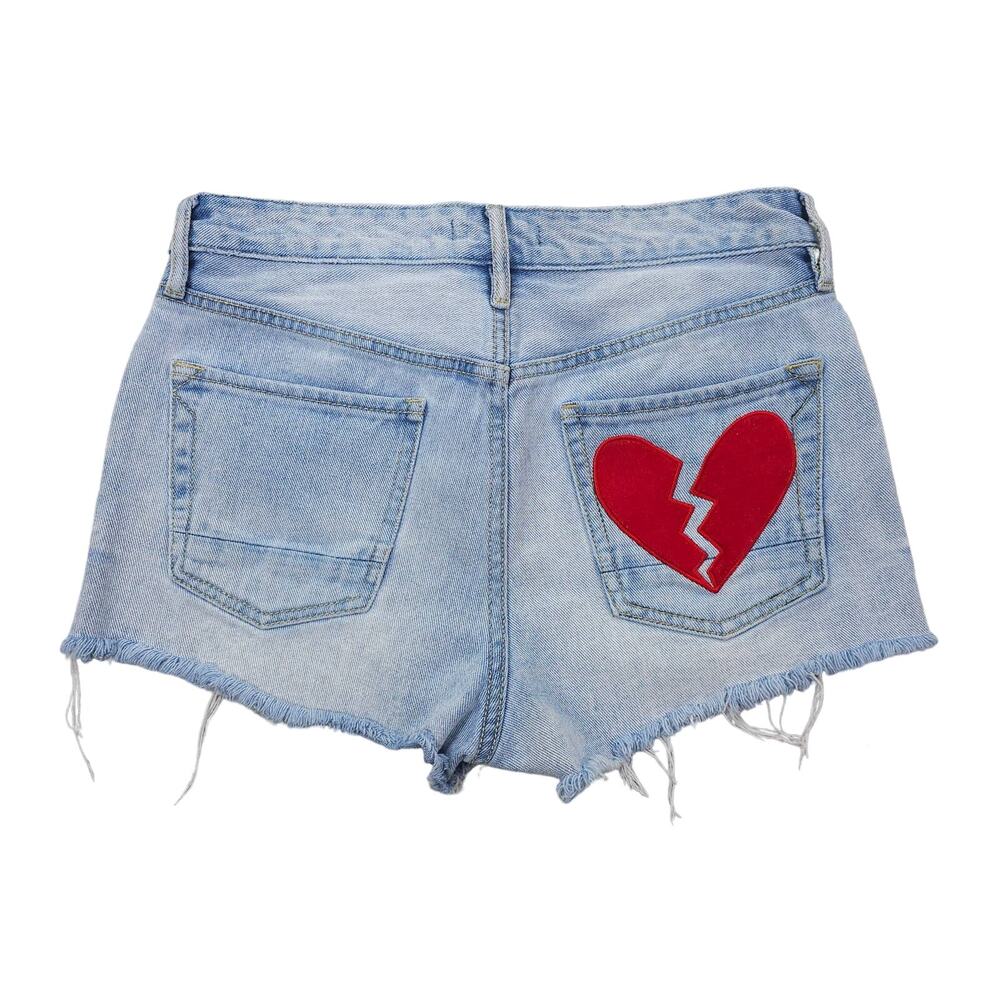 Kendall & Kylie Womens 26 Linda Blue Mid-Rise Heartbreaker Cut Off Shorts